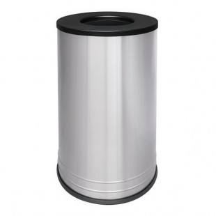 Ex-Cell Kaiser INT1528 T-8 SS BLX International Collection Stainless Steel 18 Gallon Round Trash Can with Black Textured Lid Ex-Cell Kaiser INT1528 T-8 SS BLX International Collection Stainless Steel 18 Gallon Round Trash Can with Black Textured Lid