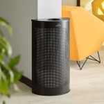 Lancaster Table & Seating 12 Gallon Black Perforated Powder-Coated Metal Half Round Decorative Trash Can Lancaster Table & Seating 12 Gallon Black Perforated Powder-Coated Metal Half Round Decorative Trash Can