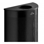Lancaster Table & Seating 12 Gallon Black Perforated Powder-Coated Metal Half Round Decorative Trash Can Lancaster Table & Seating 12 Gallon Black Perforated Powder-Coated Metal Half Round Decorative Trash Can