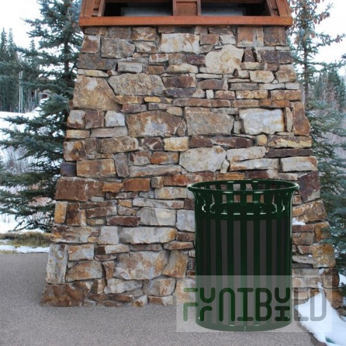 Ex-Cell Kaiser SC-2633 HGR Streetscape Hunter Green Gloss 37 Gallon Round Classic Outdoor Trash Can