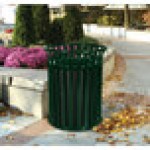Ex-Cell Kaiser SC-2633 HGR Streetscape Hunter Green Gloss 37 Gallon Round Classic Outdoor Trash Can