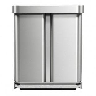 simplehuman CW2116 15.3 Gallon / 58 Liter Brushed Stainless Steel Dual Compartment Rectangular Front Step-On Trash and Recycling Can with Liner Pocket simplehuman CW2116 15.3 Gallon / 58 Liter Brushed Stainless Steel Dual Compartment Rectangular Front Step-On Trash and Recycling Can with Liner Pocket