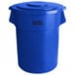 Lavex 55 Gallon Blue Round Commercial Trash Can and Lid