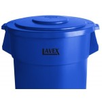 Lavex 55 Gallon Blue Round Commercial Trash Can and Lid