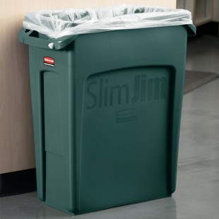 Rubbermaid® 1955960 Slim Jim 64 Qt. / 16 Gallon Green Rectangular Trash Can