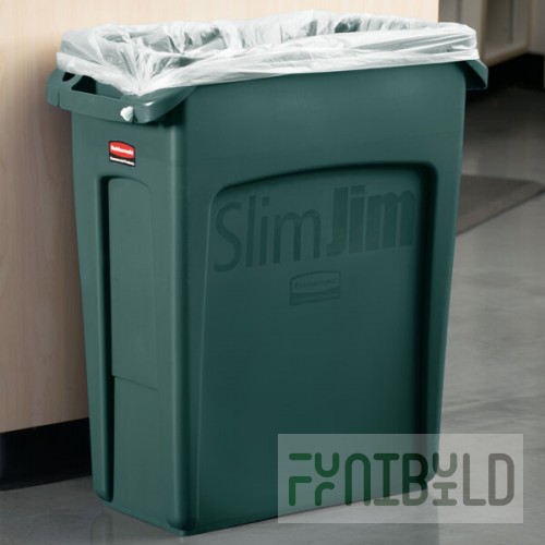 Rubbermaid® 1955960 Slim Jim 64 Qt. / 16 Gallon Green Rectangular Trash Can