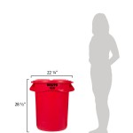 Rubbermaid® BRUTE 32 Gallon Red Round Trash Can and Lid
