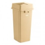 Lavex 23 Gallon Beige Square Trash Can with Drop Shot Lid