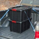Sterilite 27 Gallon Black Industrial Storage Tote with Red Handle Lid 14669004 - 4/Case