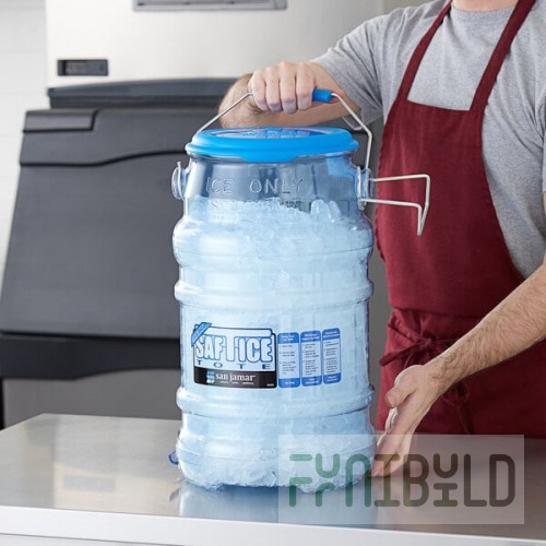 San Jamar Saf-T-Ice 6 Gallon Polycarbonate Ice Tote with Lid and Hanging Bracket