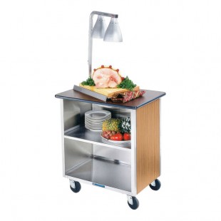 Lakeside 646LM Heavy-Duty Stainless Steel Three Shelf Flat Top Utility Cart with Enclosed Base and Light Maple Finish - 22