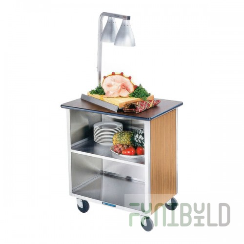 Lakeside 646LM Heavy-Duty Stainless Steel Three Shelf Flat Top Utility Cart with Enclosed Base and Light Maple Finish - 22