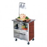 Lakeside 646LM Heavy-Duty Stainless Steel Three Shelf Flat Top Utility Cart with Enclosed Base and Light Maple Finish - 22