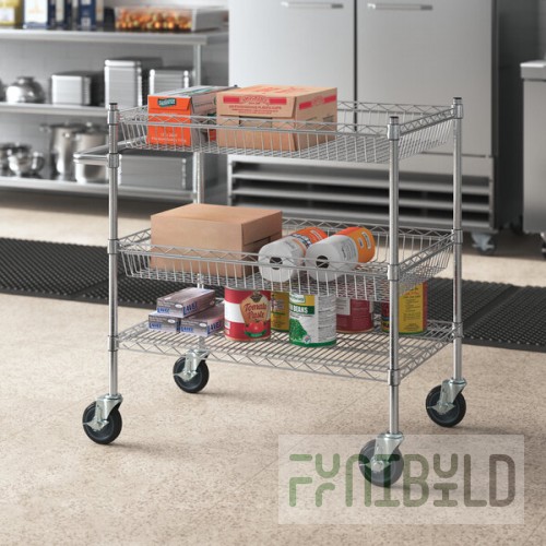 Regency Chrome Two Basket and One Shelf Utility Cart - 24