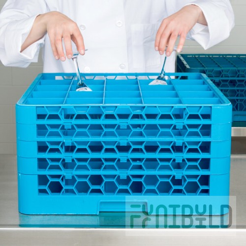 Carlisle RG25-414 OptiClean 25 Compartment Glass Rack with 4 Extenders