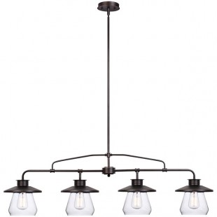 Globe Industrial Oil-Rubbed Bronze Pendant Light with Clear Glass Shades - 120V, 60W