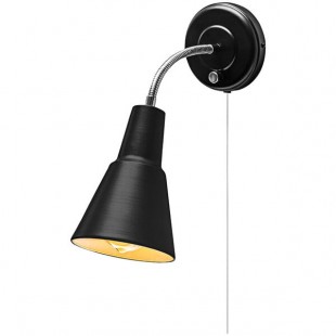 Globe Modern Matte Black / Chrome Gooseneck Plug-In or Hardwire Wall Sconce - 120V, 60W Globe Modern Matte Black / Chrome Gooseneck Plug-In or Hardwire Wall Sconce - 120V, 60W