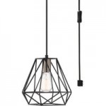 Globe Modern Matte Black / Chrome Gooseneck Plug-In or Hardwire Wall Sconce - 120V, 60W Globe Modern Matte Black / Chrome Gooseneck Plug-In or Hardwire Wall Sconce - 120V, 60W