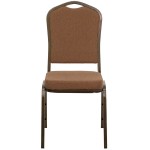 Flash Furniture NG-C01-COFFEE-GV-GG Hercules Coffee Fabric Crown Back Stackable Banquet Chair with Gold Vein Frame Flash Furniture NG-C01-COFFEE-GV-GG Hercules Coffee Fabric Crown Back Stackable Banquet Chair with Gold Vein Frame