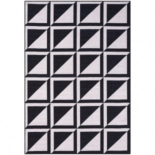 Abani Parker Collection 4' x 6' Cream / Black Contemporary Geometric High-Contrast Squares Area Rug
