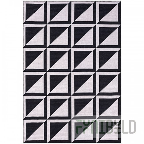 Abani Parker Collection 4' x 6' Cream / Black Contemporary Geometric High-Contrast Squares Area Rug