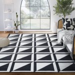 Abani Parker Collection 4' x 6' Cream / Black Contemporary Geometric High-Contrast Squares Area Rug Abani Parker Collection 4' x 6' Cream / Black Contemporary Geometric High-Contrast Squares Area Rug