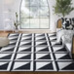 Abani Parker Collection 4' x 6' Cream / Black Contemporary Geometric High-Contrast Squares Area Rug Abani Parker Collection 4' x 6' Cream / Black Contemporary Geometric High-Contrast Squares Area Rug