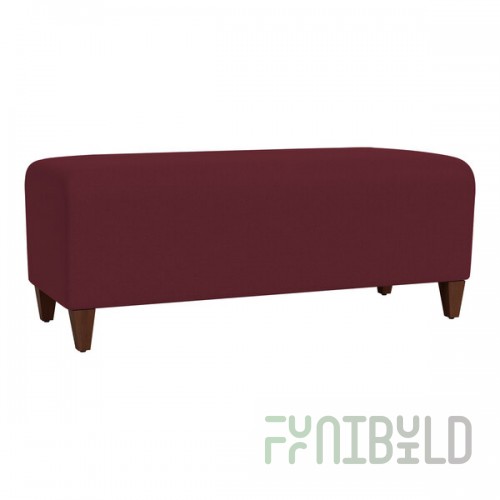 Lesro Ravenna Open House Wine Fabric Loveseat Bench with Walnut Wood Legs
