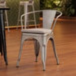 Lancaster Table & Seating Alloy Silver Indoor Arm Chair with Gray Fabric Magnetic Cushion Lancaster Table & Seating Alloy Silver Indoor Arm Chair with Gray Fabric Magnetic Cushion