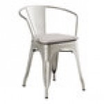 Lancaster Table & Seating Alloy Silver Indoor Arm Chair with Gray Fabric Magnetic Cushion Lancaster Table & Seating Alloy Silver Indoor Arm Chair with Gray Fabric Magnetic Cushion