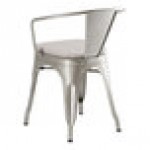 Lancaster Table & Seating Alloy Silver Indoor Arm Chair with Gray Fabric Magnetic Cushion Lancaster Table & Seating Alloy Silver Indoor Arm Chair with Gray Fabric Magnetic Cushion