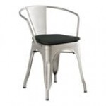 Lancaster Table & Seating Alloy Silver Indoor Arm Chair with Gray Fabric Magnetic Cushion Lancaster Table & Seating Alloy Silver Indoor Arm Chair with Gray Fabric Magnetic Cushion