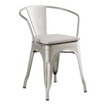 Lancaster Table & Seating Alloy Silver Indoor Arm Chair with Gray Fabric Magnetic Cushion Lancaster Table & Seating Alloy Silver Indoor Arm Chair with Gray Fabric Magnetic Cushion