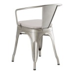 Lancaster Table & Seating Alloy Silver Indoor Arm Chair with Gray Fabric Magnetic Cushion Lancaster Table & Seating Alloy Silver Indoor Arm Chair with Gray Fabric Magnetic Cushion