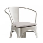 Lancaster Table & Seating Alloy Silver Indoor Arm Chair with Gray Fabric Magnetic Cushion Lancaster Table & Seating Alloy Silver Indoor Arm Chair with Gray Fabric Magnetic Cushion
