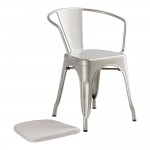Lancaster Table & Seating Alloy Silver Indoor Arm Chair with Gray Fabric Magnetic Cushion Lancaster Table & Seating Alloy Silver Indoor Arm Chair with Gray Fabric Magnetic Cushion