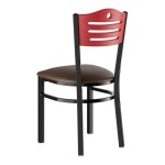 Lancaster Table & Seating Black Finish Side Chair with Dark Brown Vinyl Seat and Mahogany Wood Back - Assembled