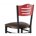 Lancaster Table & Seating Black Finish Side Chair with Dark Brown Vinyl Seat and Mahogany Wood Back - Assembled