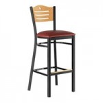 Lancaster Table & Seating Black Finish Side Chair with Dark Brown Vinyl Seat and Mahogany Wood Back - Assembled