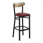 Lancaster Table & Seating Boomerang Black Finish Chair with Burgundy Vinyl Seat and Driftwood Back