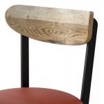 Lancaster Table & Seating Boomerang Black Finish Chair with Burgundy Vinyl Seat and Driftwood Back
