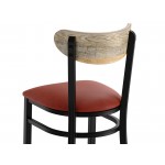 Lancaster Table & Seating Boomerang Black Finish Chair with Burgundy Vinyl Seat and Driftwood Back