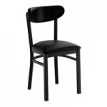 Lancaster Table & Seating Boomerang Black Finish Chair with Burgundy Vinyl Seat and Driftwood Back