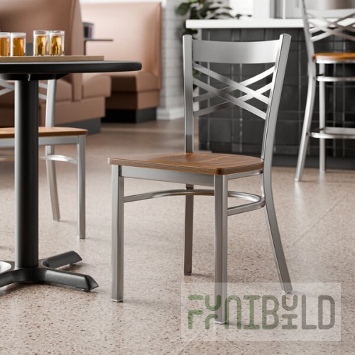 Lancaster Table & Seating Clear Coat Finish Cross Back Chair with Vintage Wood Seat - Detached Seat
