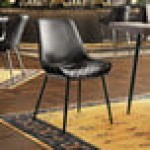 Lancaster Table & Seating Mid-Century Black Chair with Black Tufted Vinyl Seat - Detached Lancaster Table & Seating Mid-Century Black Chair with Black Tufted Vinyl Seat - Detached