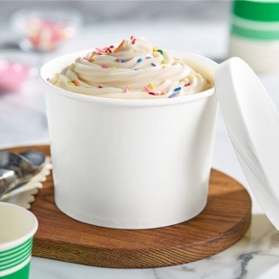 Choice 1/2 Gallon White Paper Frozen Yogurt / Food Cup with Paper Lid - 25/Pack