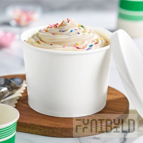 Choice 1/2 Gallon White Paper Frozen Yogurt / Food Cup with Paper Lid - 25/Pack