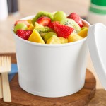 Choice 1/2 Gallon White Paper Frozen Yogurt / Food Cup with Paper Lid - 25/Pack