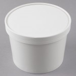 Choice 1/2 Gallon White Paper Frozen Yogurt / Food Cup with Paper Lid - 25/Pack
