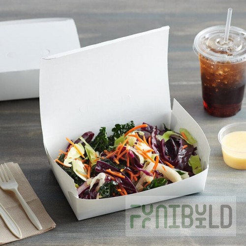 Fold-Pak 02BPDINEWM Bio-Pak Dine White Microwavable Paper #2 Take-Out Container 7 3/4